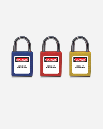 Candado LOTO ABS azul — arco metálico