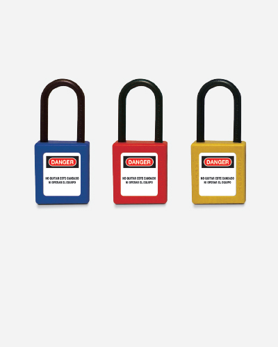 Candado LOTO composite rojo — arco nylon, llave única